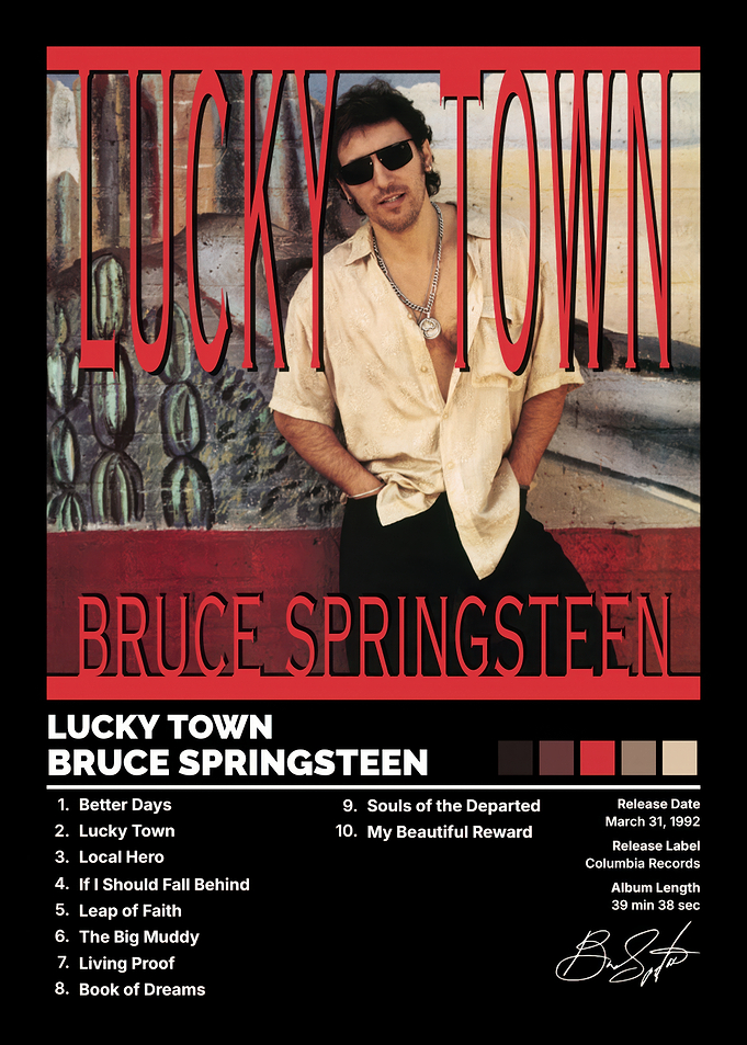 Bruce Springsteen Lucky Town Album Poster