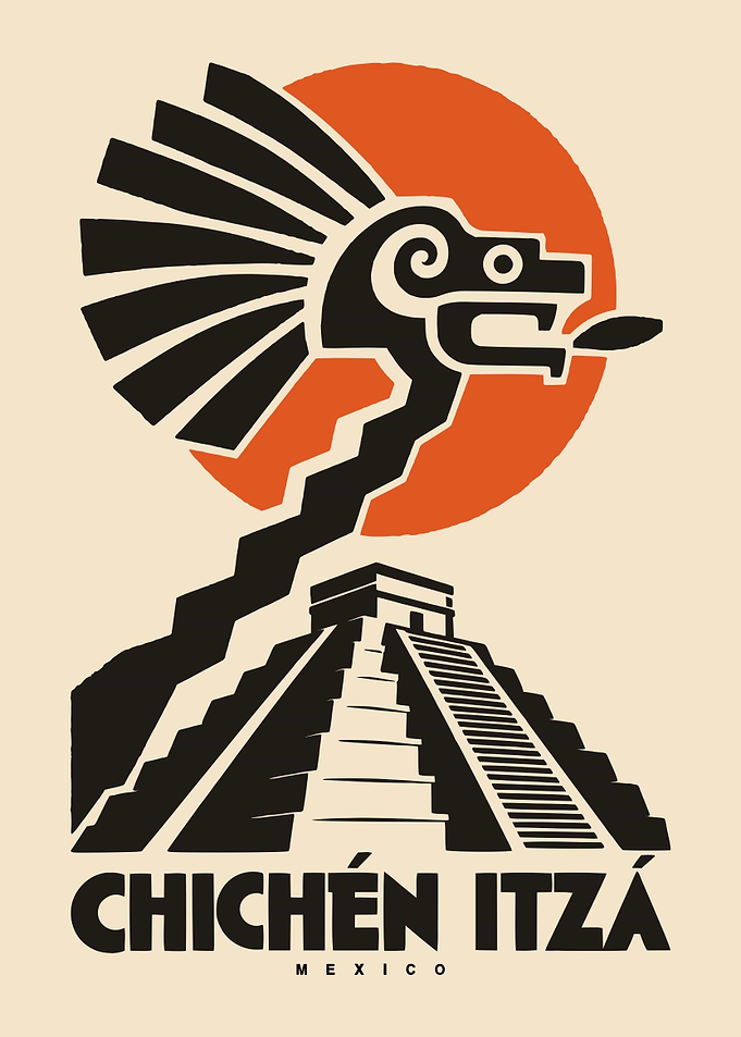 Chichen Itza Vintage Travel Poster