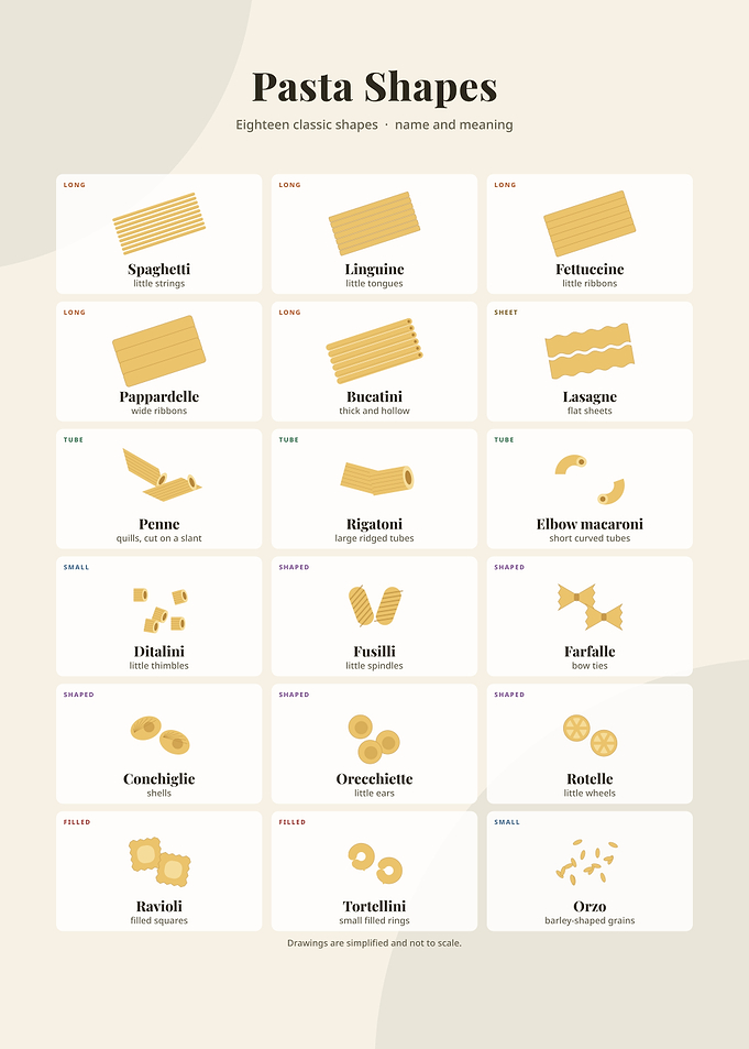 Educational Pasta Shapes Infographic Poster