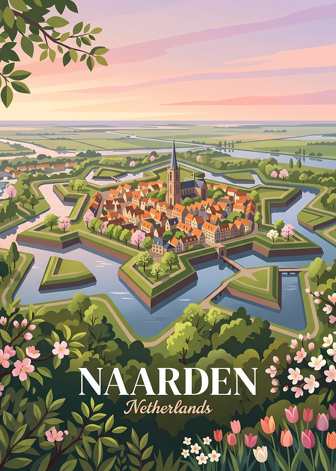 Naarden Netherlands Star Fort Travel Poster