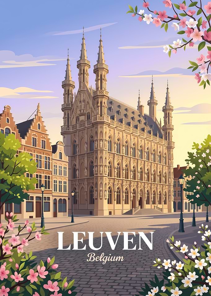 Leuven Belgium Travel Poster
