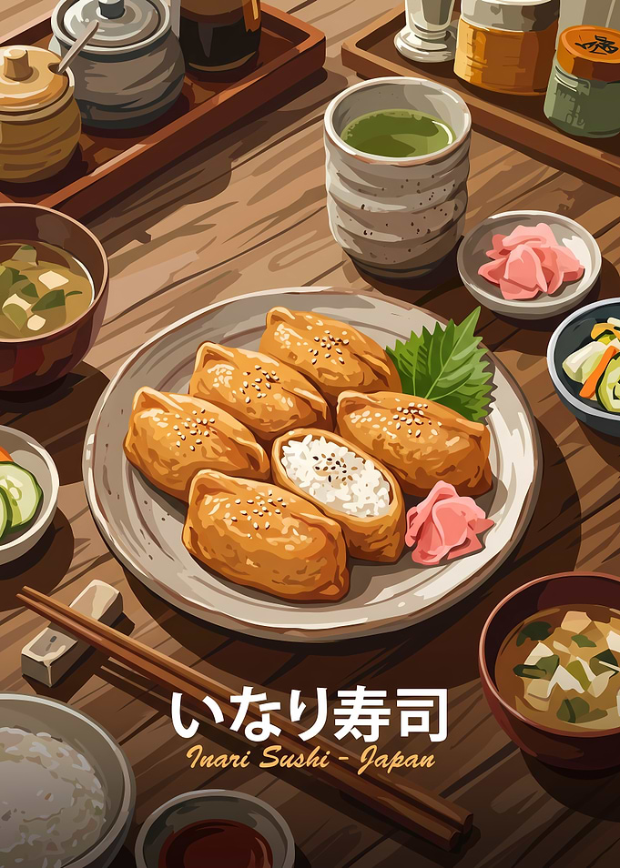 Traditional Inari Sushi Japanese Meal