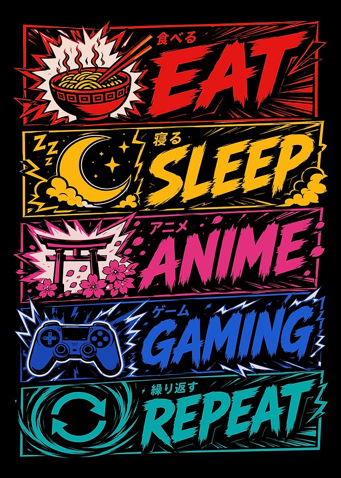 Eat Sleep Anime Gaming Repeat Graphic