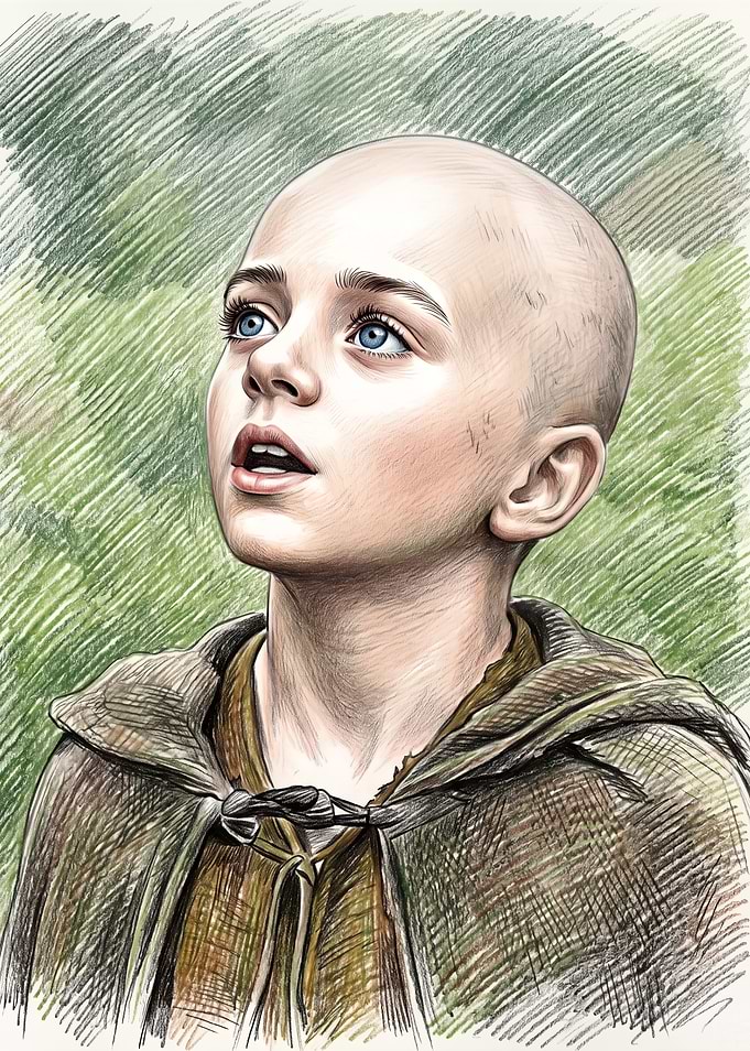 Portrait of a Young Bald Child