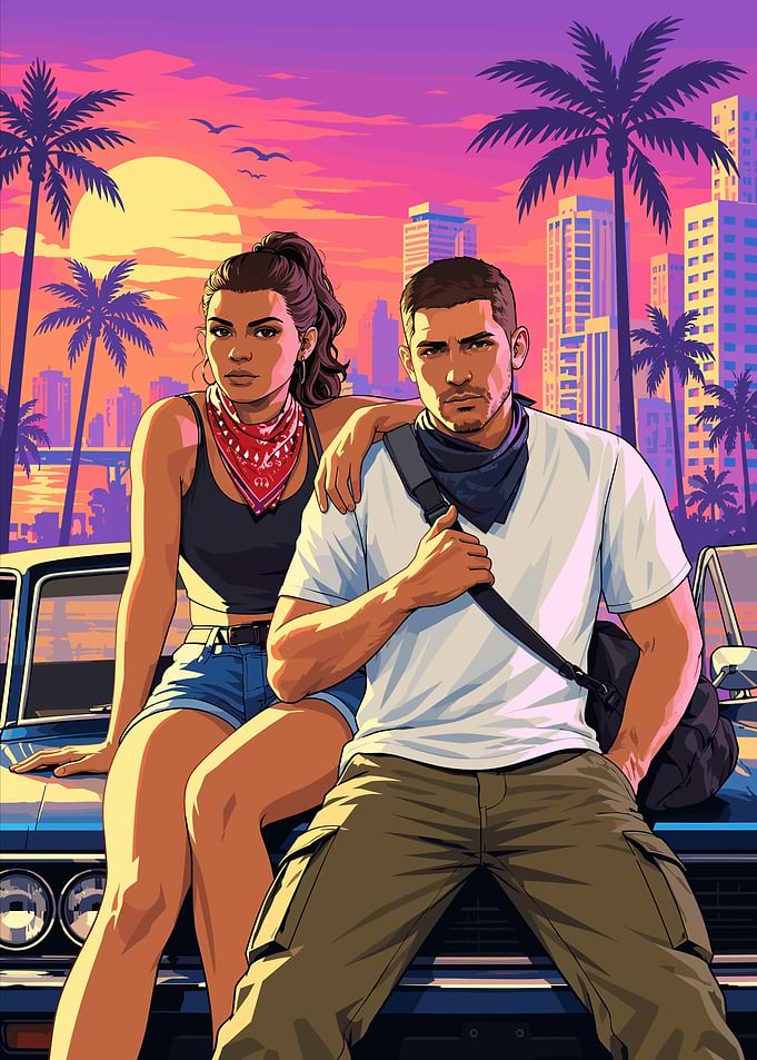 GTA VI Pixel Art Duo