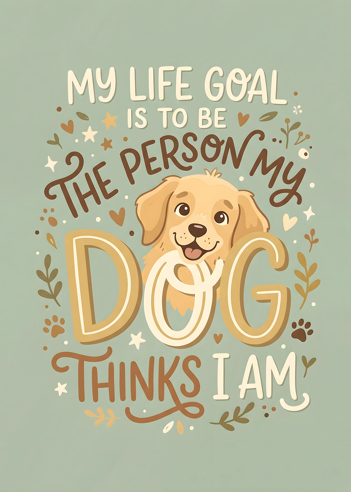 My Life Goal Dog Quote Art