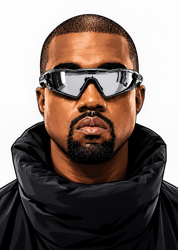 Kanye West Portrait with Sunglasses