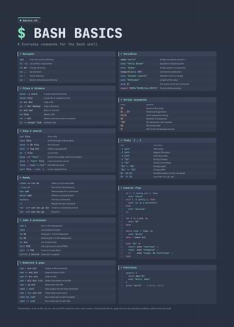 Bash Basics Cheat Sheet Infographic