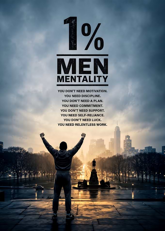 1% Men Mentality Motivational Poster