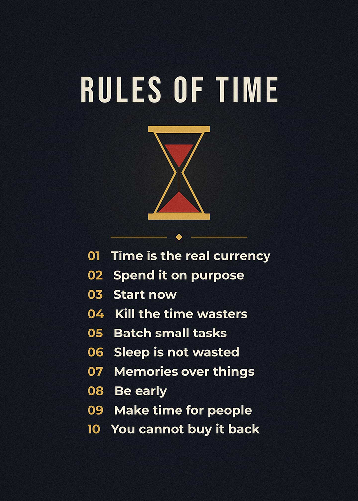 10 Rules Of Time Hourglass Poster