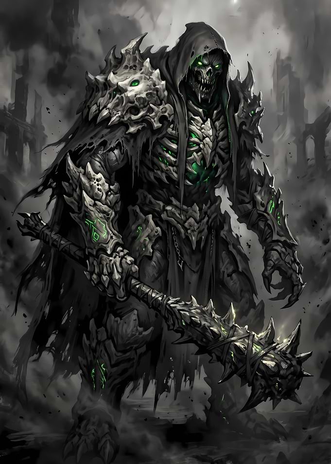 Undead Necromancer Warrior with Spiked Mace