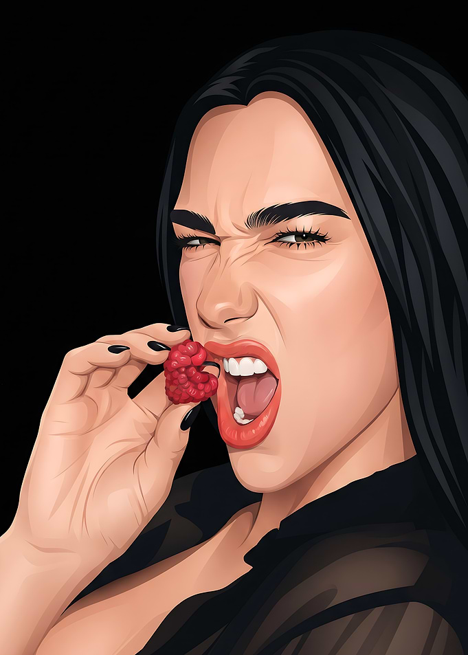 Dua Lipa Eating a Raspberry