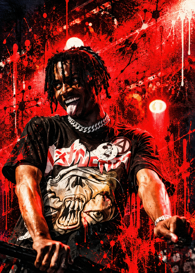 Playboi Carti Red Splatter Portrait