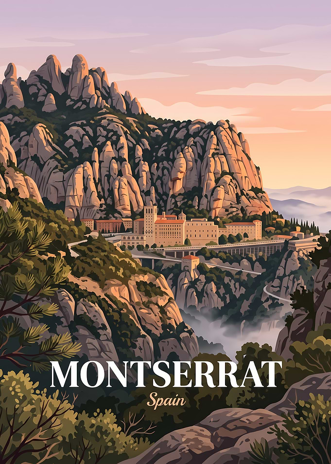 Montserrat Spain Travel Poster