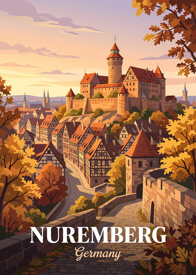 Nuremberg Germany Vintage Travel Poster