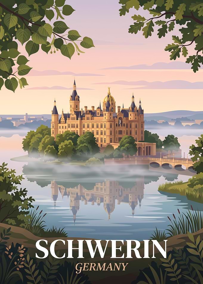 Schwerin Castle Travel Poster