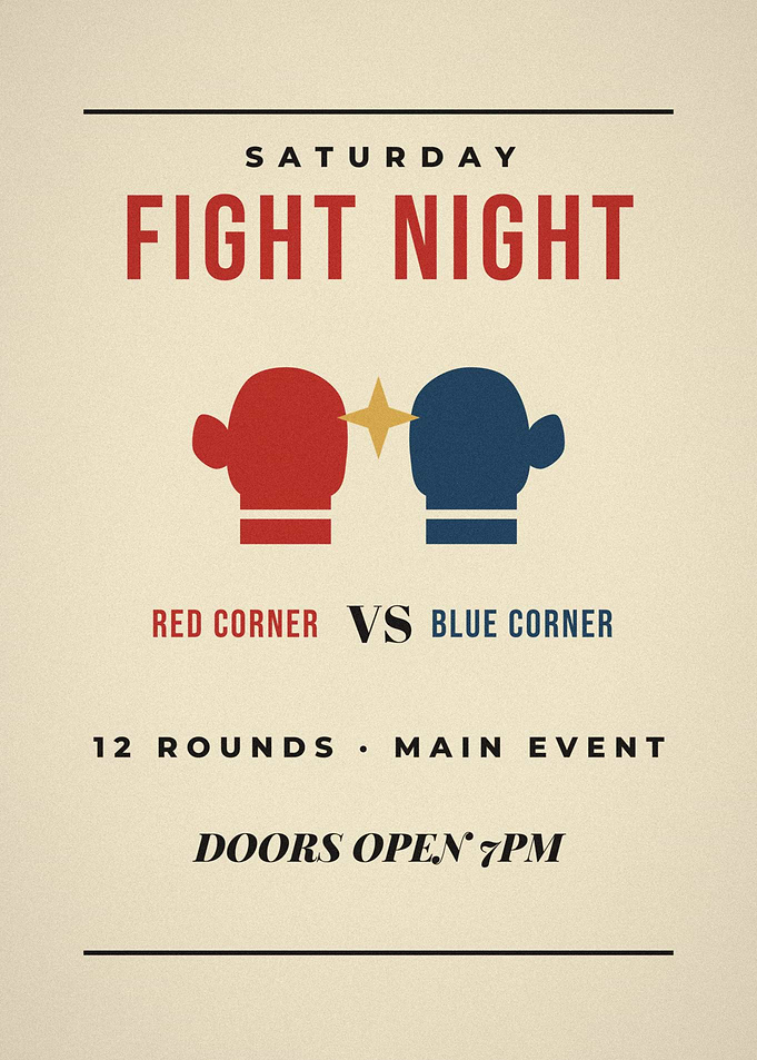 Fight Night Vintage Boxing Bill Poster
