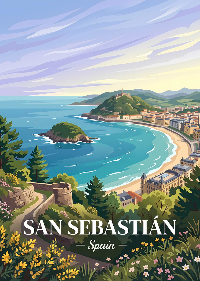 San Sebastian Spain Travel Poster