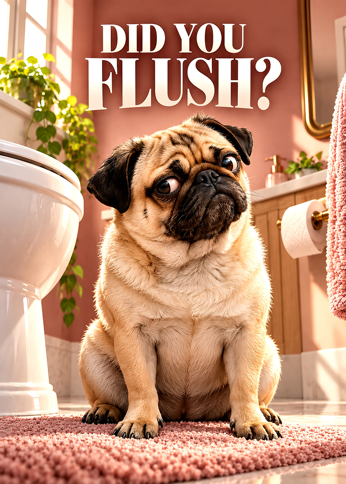 Funny Pug Bathroom Wall Art
