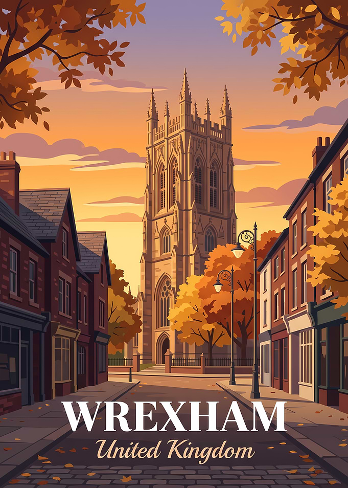 Wrexham United Kingdom Travel Poster
