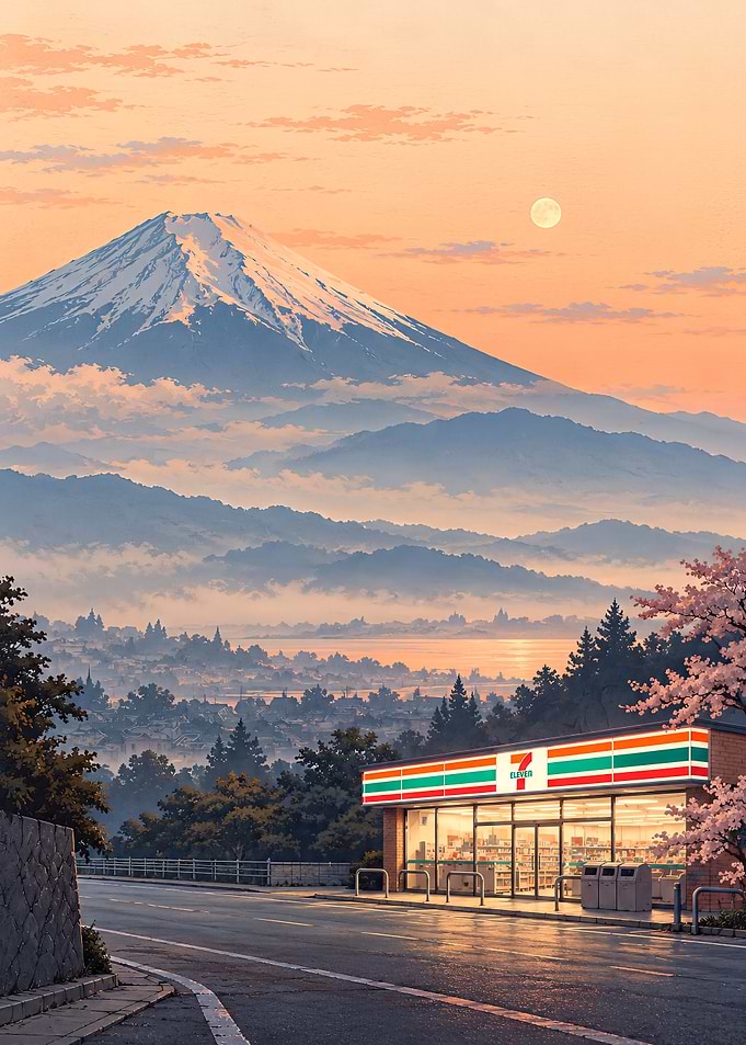 7-Eleven Store Under Mount Fuji