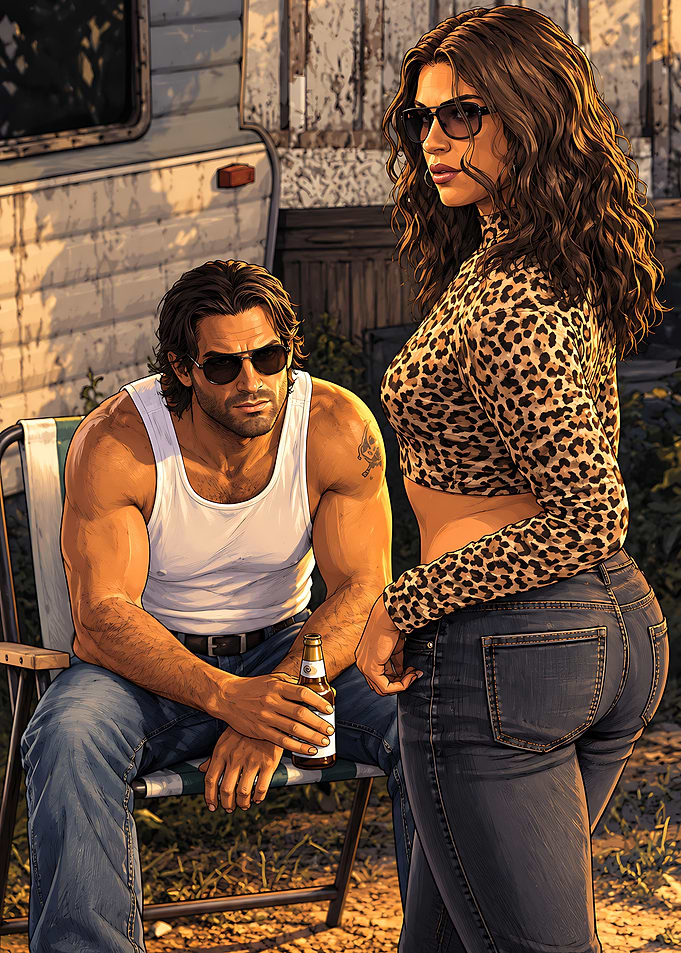 Grand Theft Auto Style Couple Portrait