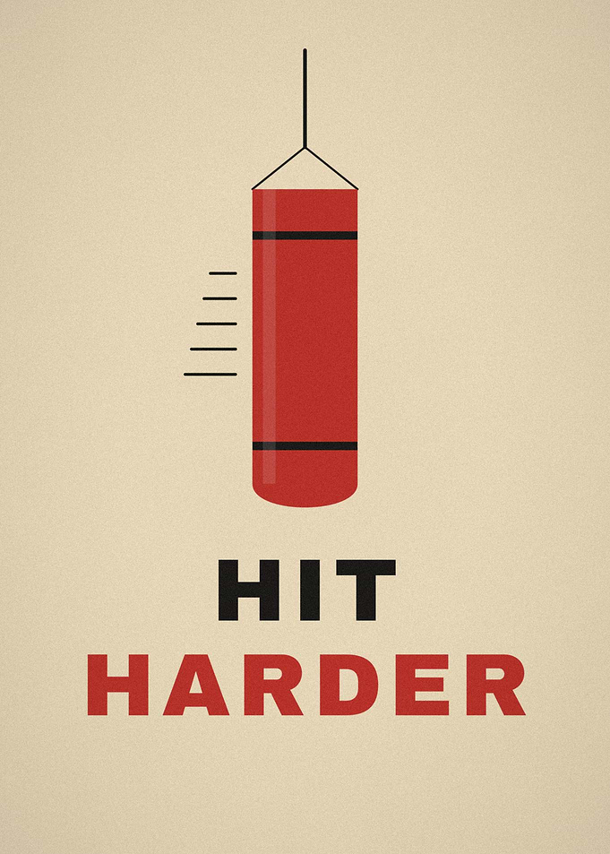 Hit Harder Punching Bag Retro Gym Poster