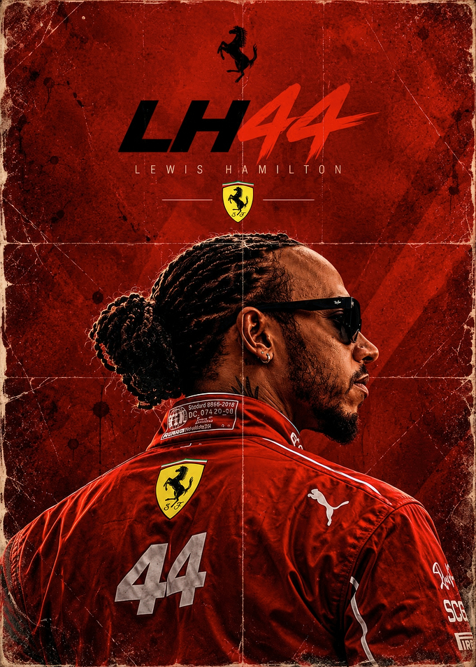 Lewis Hamilton Ferrari Racing Poster