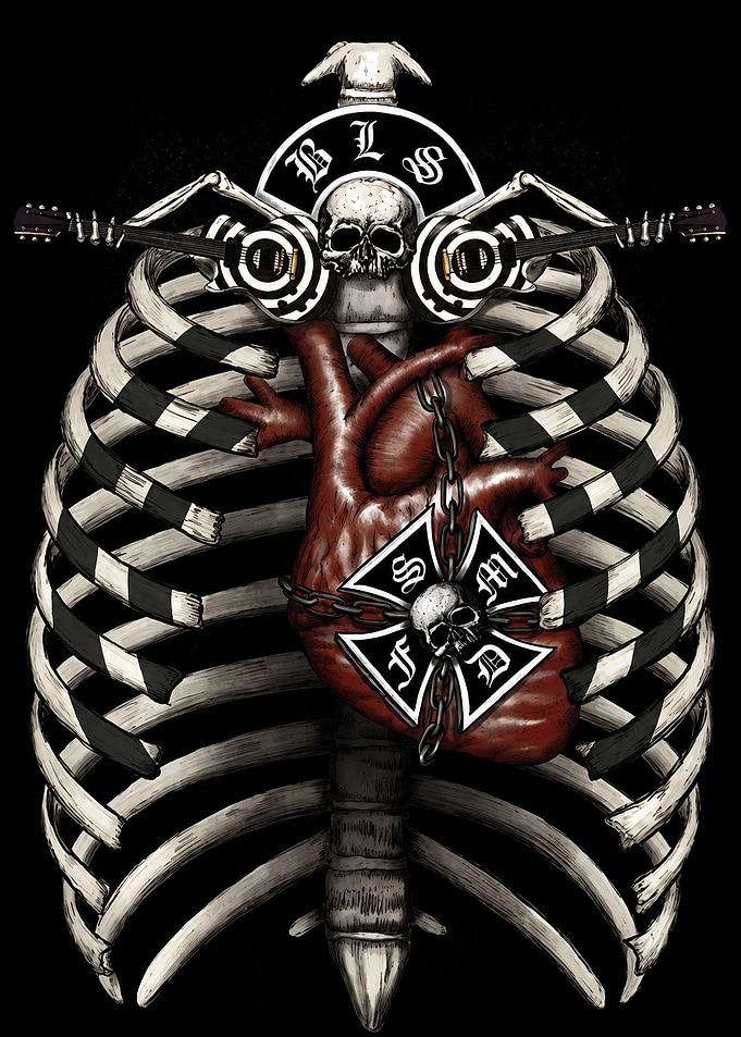 Black Label Society Ribcage Heart Art