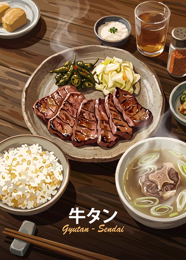 Delicious Grilled Gyutan Sendai Meal