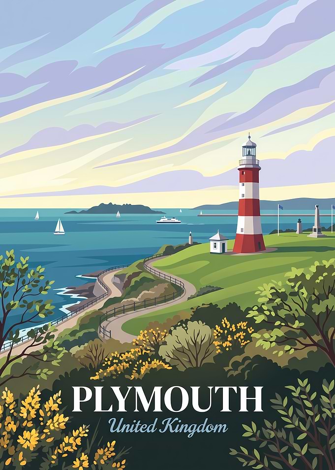 Plymouth United Kingdom Travel Poster
