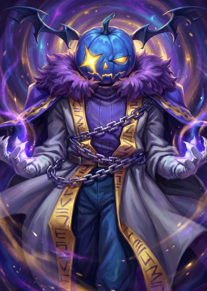 Blue Pumpkin Headed Character