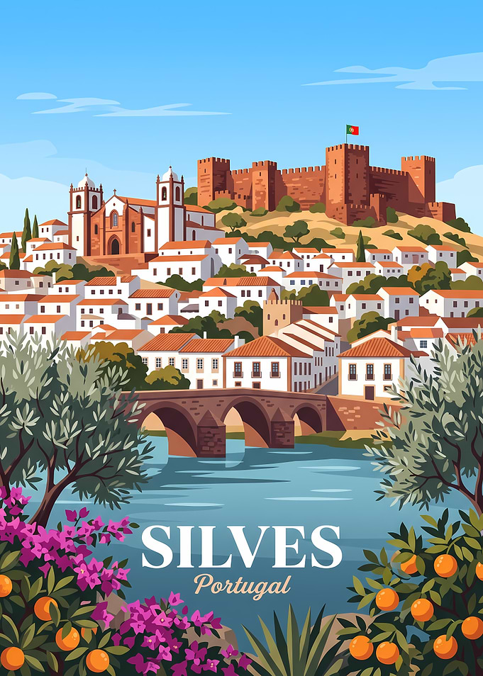 Silves Portugal Travel Poster
