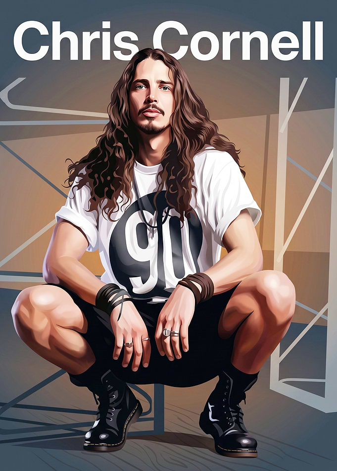 Chris Cornell Digital Portrait Poster