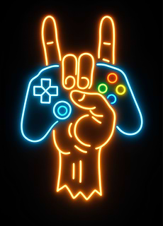 Neon Gaming Hand Sign