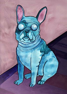 Blue dog. Blue dog with blue eyes is waching you! Desig ...