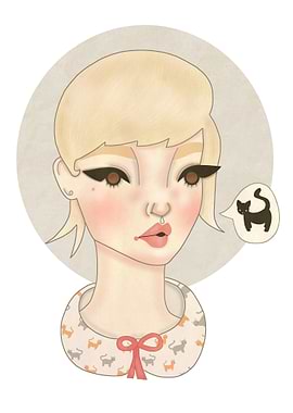 A whimsical illustration highlighting my love of cats, ...