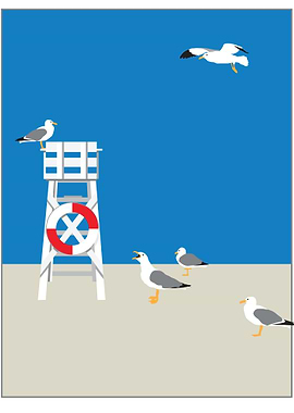 LAKE SHORE, poster in the style of Tom Purvis.