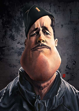 A caricature of Brad Pitt as inglorious Aldo Raine