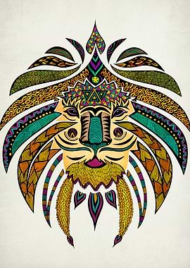 'Emperor Tribal Lion' Technique rapidograph pen on bris ...