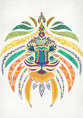 'Whimsical Tribal Lion'