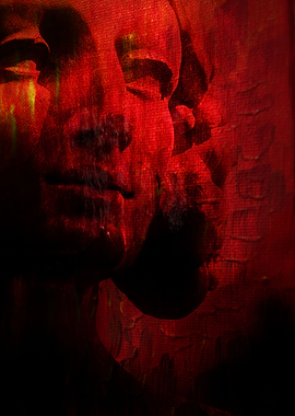 Red statue painting