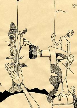 One should own a marionette. freehanded ink.