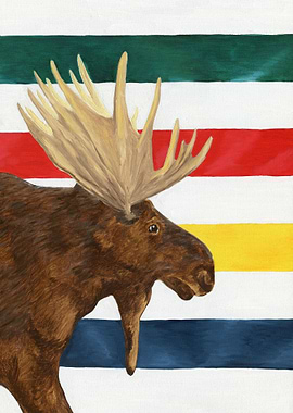 In Stitches. This piece profiles a moose set against th ...