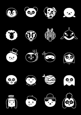 A guide to black and white creatures and characters.