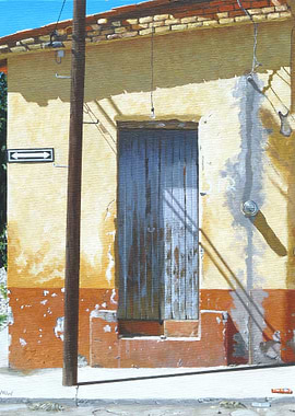 Acrylic painting of a door in Mascota, Jalisco, Mexico. ...