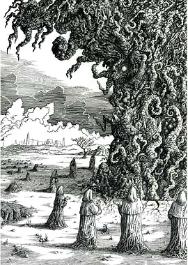 pen and ink As the embodiment of writhing alien power ...