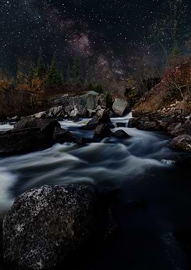 Milky way rising over Tulabi Falls