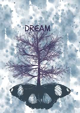 Tree growing from butterfly with the word dream inspira ...