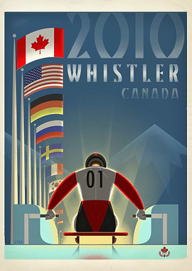 Graphic print of the 2010 Olympic Luge events in Whistl ...